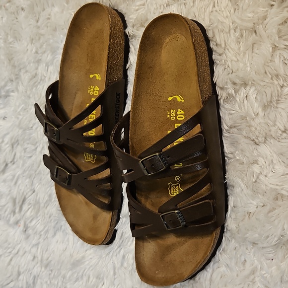 Birkenstock Womens Mocha GranadaBirkibuc Leather Slide Sandals Size 40 ,US 9.5 - Picture 3 of 10